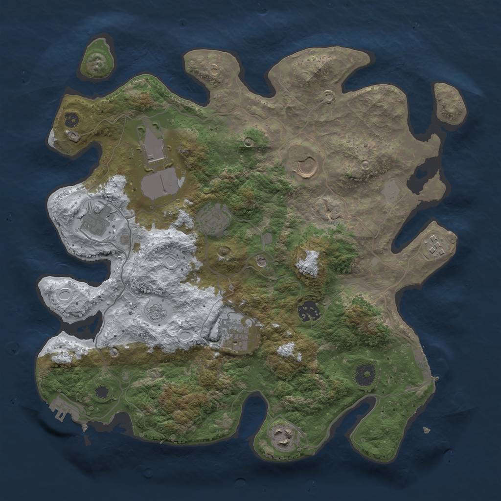 Rust Map: Procedural Map, Size: 3500, Seed: 3570827, 17 Monuments