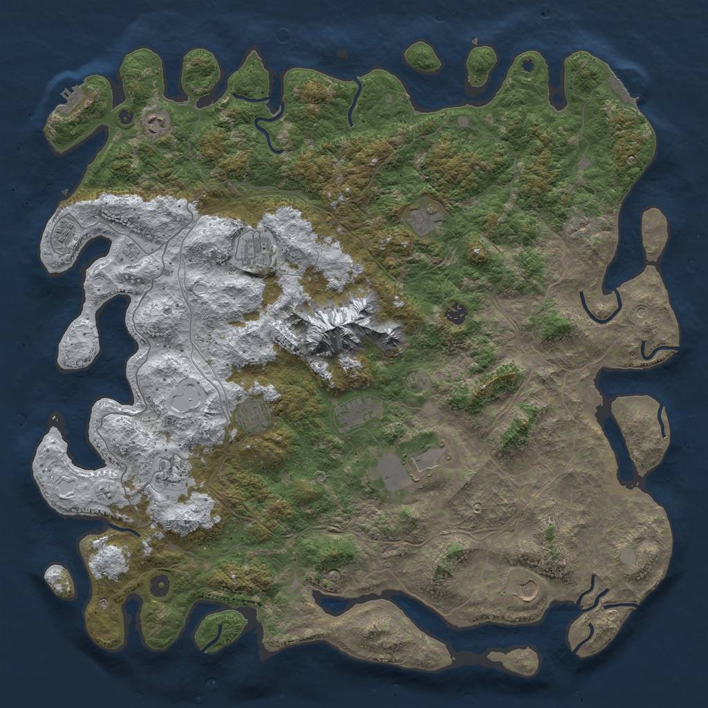 Rust Map: Procedural Map, Size: 5000, Seed: 130, 19 Monuments