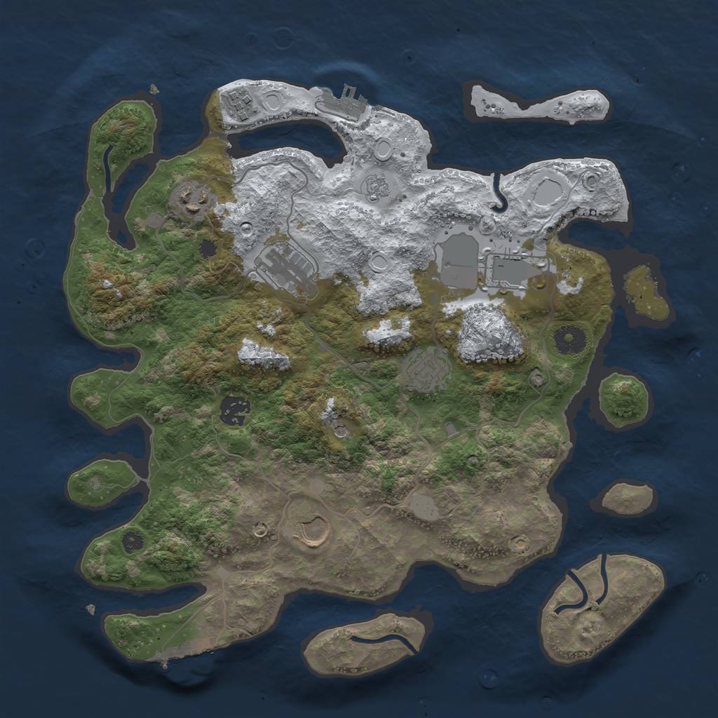 Rust Map: Procedural Map, Size: 3500, Seed: 1099047645, 16 Monuments