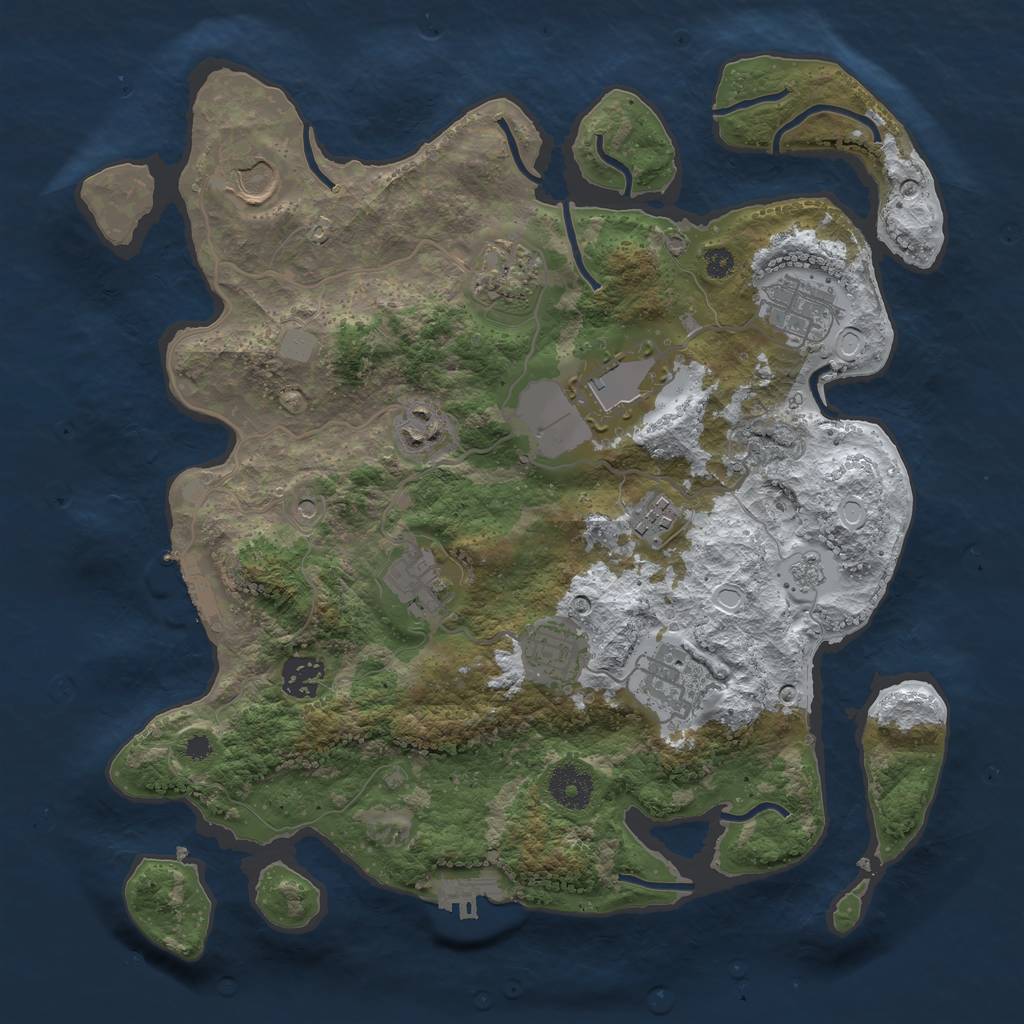 Rust Map: Procedural Map, Size: 3500, Seed: 1465679460, 19 Monuments