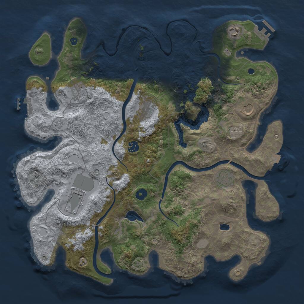 Rust Map: Procedural Map, Size: 4000, Seed: 444444, 14 Monuments