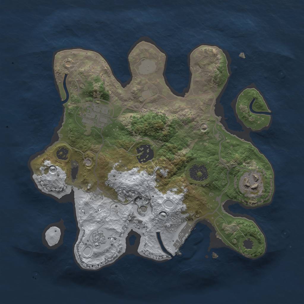 Rust Map: Procedural Map, Size: 2500, Seed: 7, 11 Monuments