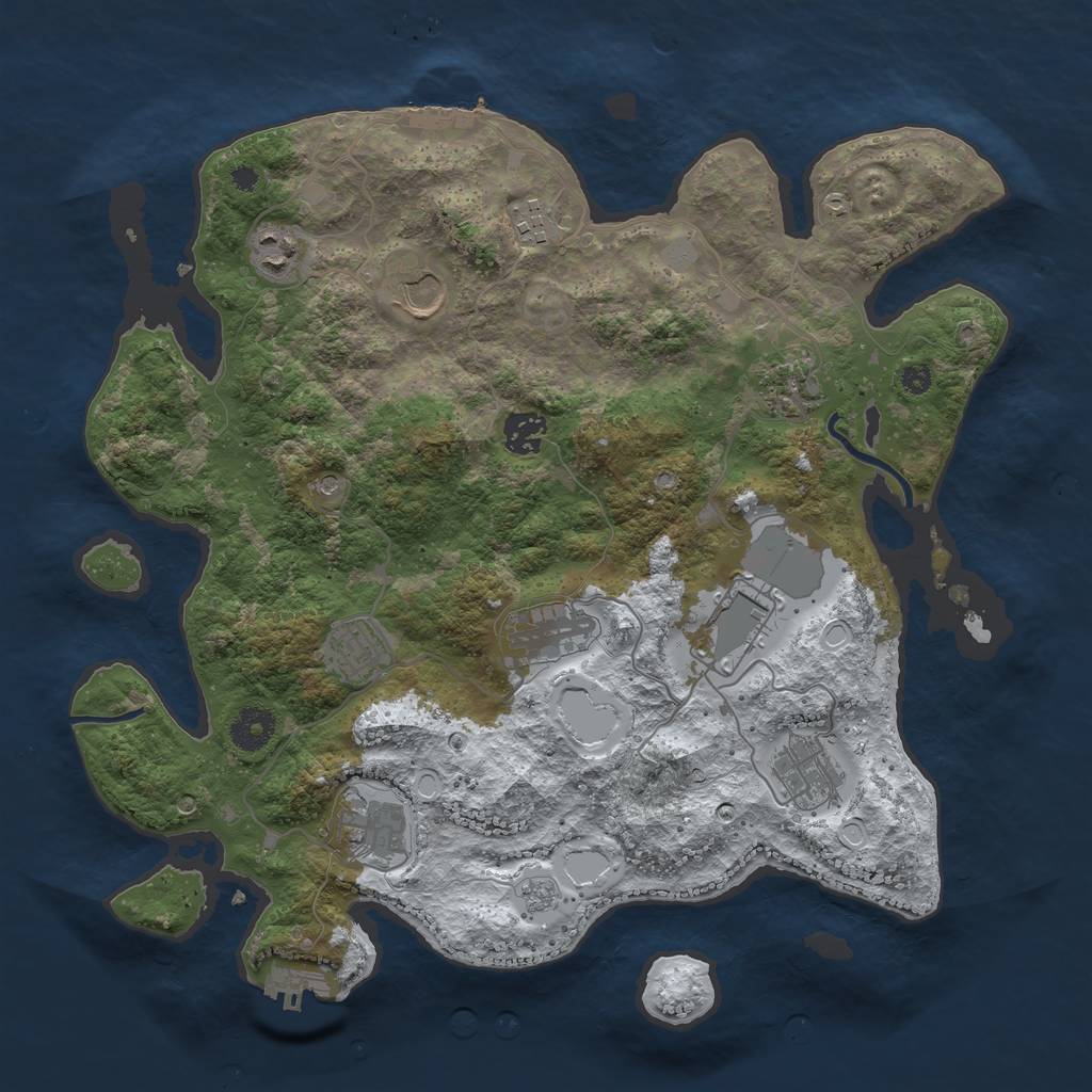 Rust Map: Procedural Map, Size: 3700, Seed: 56803, 19 Monuments