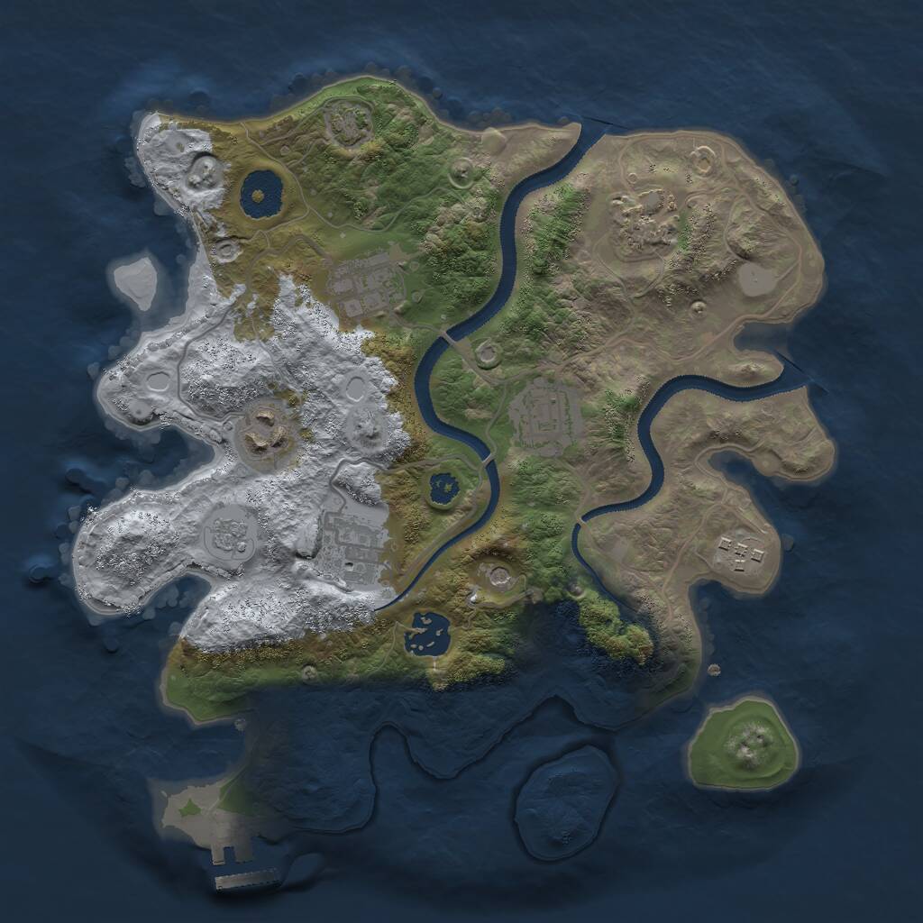 Rust Map: Procedural Map, Size: 3000, Seed: 39957, 12 Monuments
