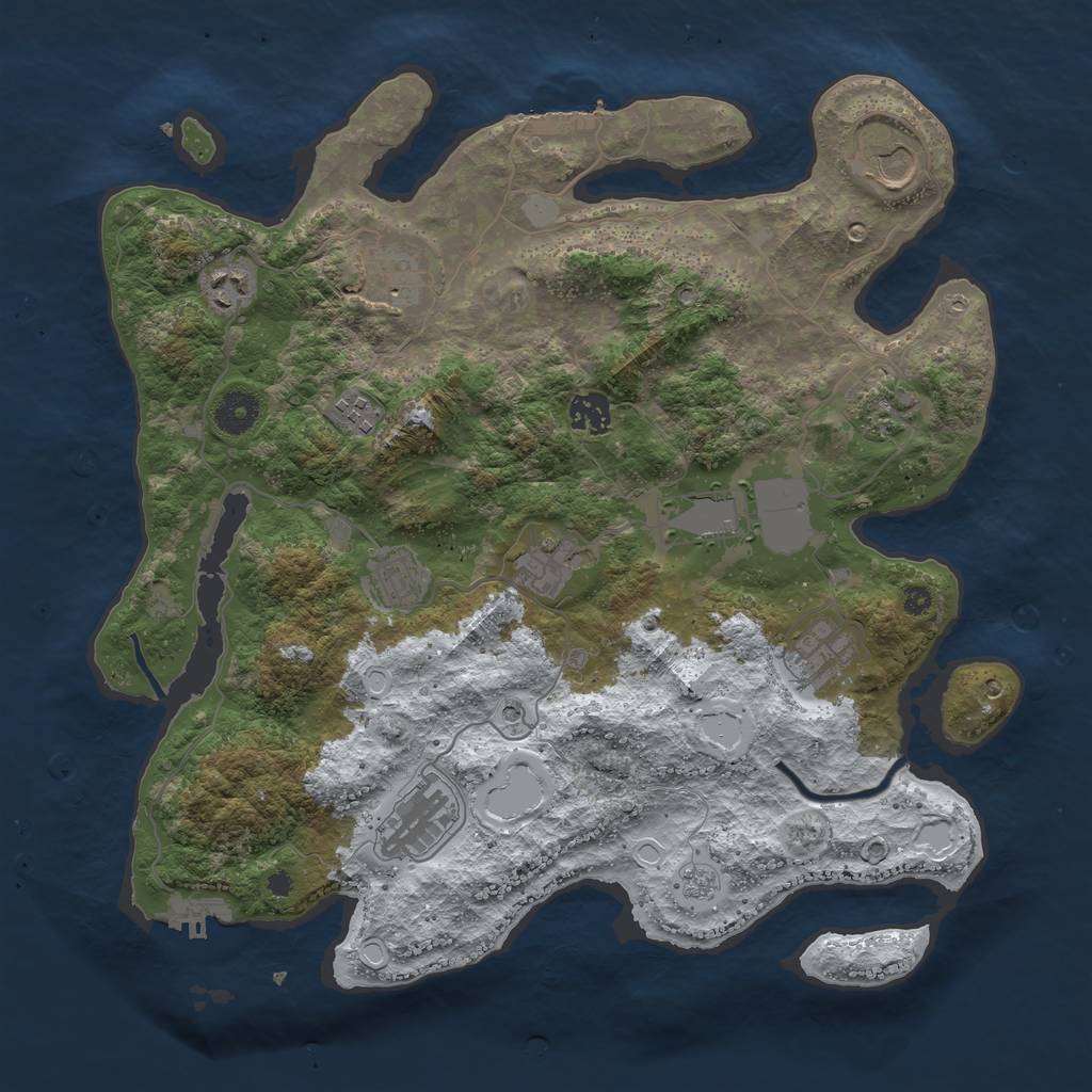 Rust Map: Procedural Map, Size: 3800, Seed: 525, 20 Monuments