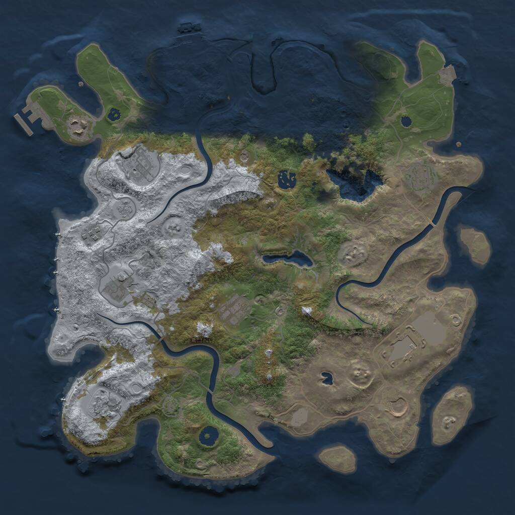 Rust Map: Procedural Map, Size: 4000, Seed: 17090, 16 Monuments