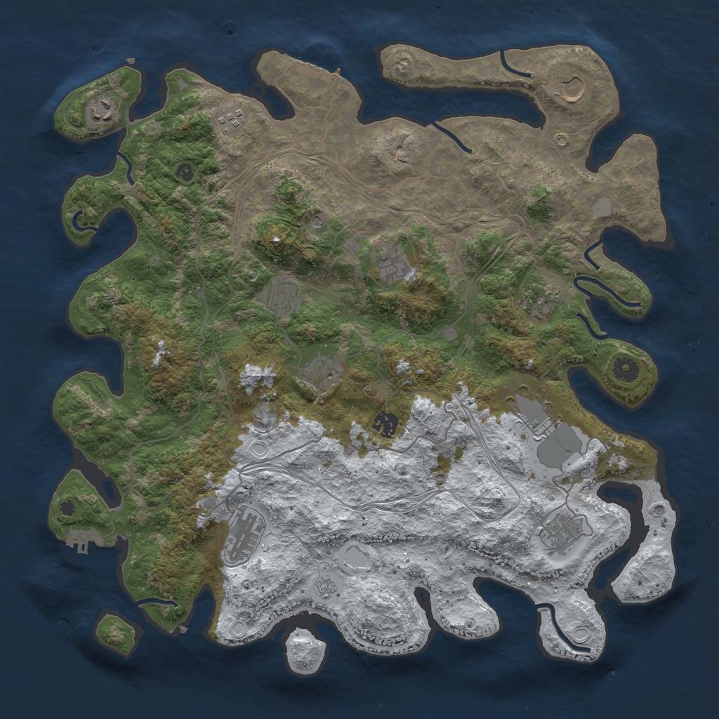 Rust Map: Procedural Map, Size: 4250, Seed: 1009291314, 20 Monuments