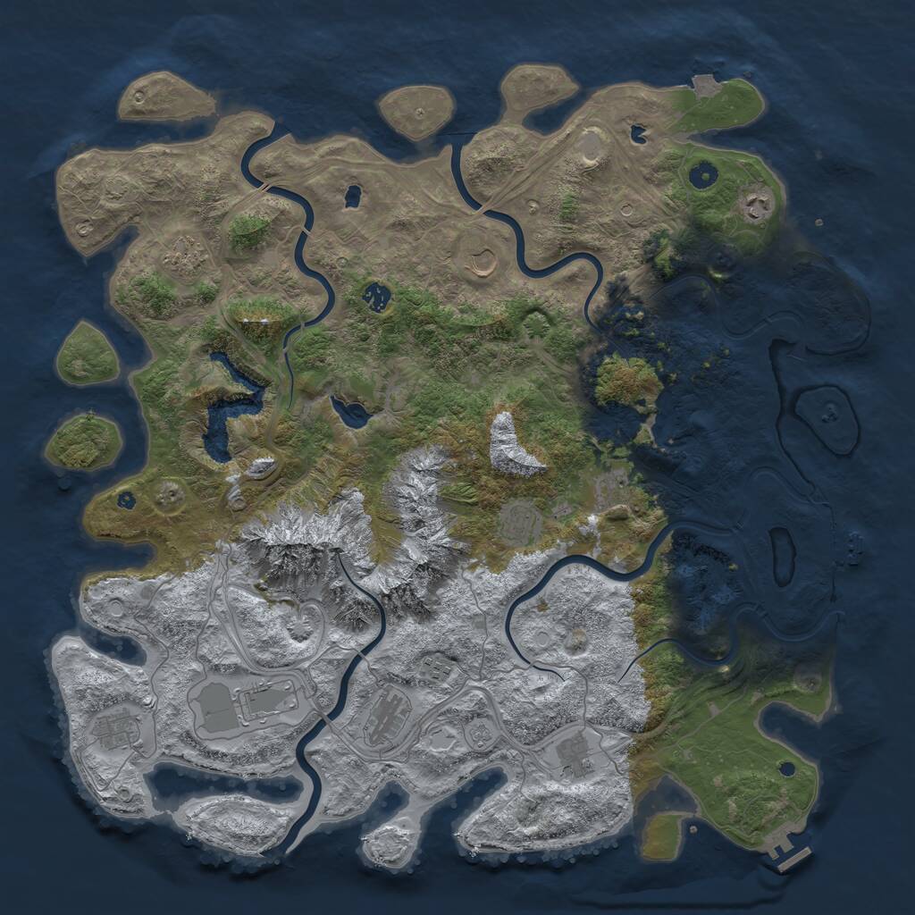 Rust Map: Procedural Map, Size: 5000, Seed: 249304370, 17 Monuments