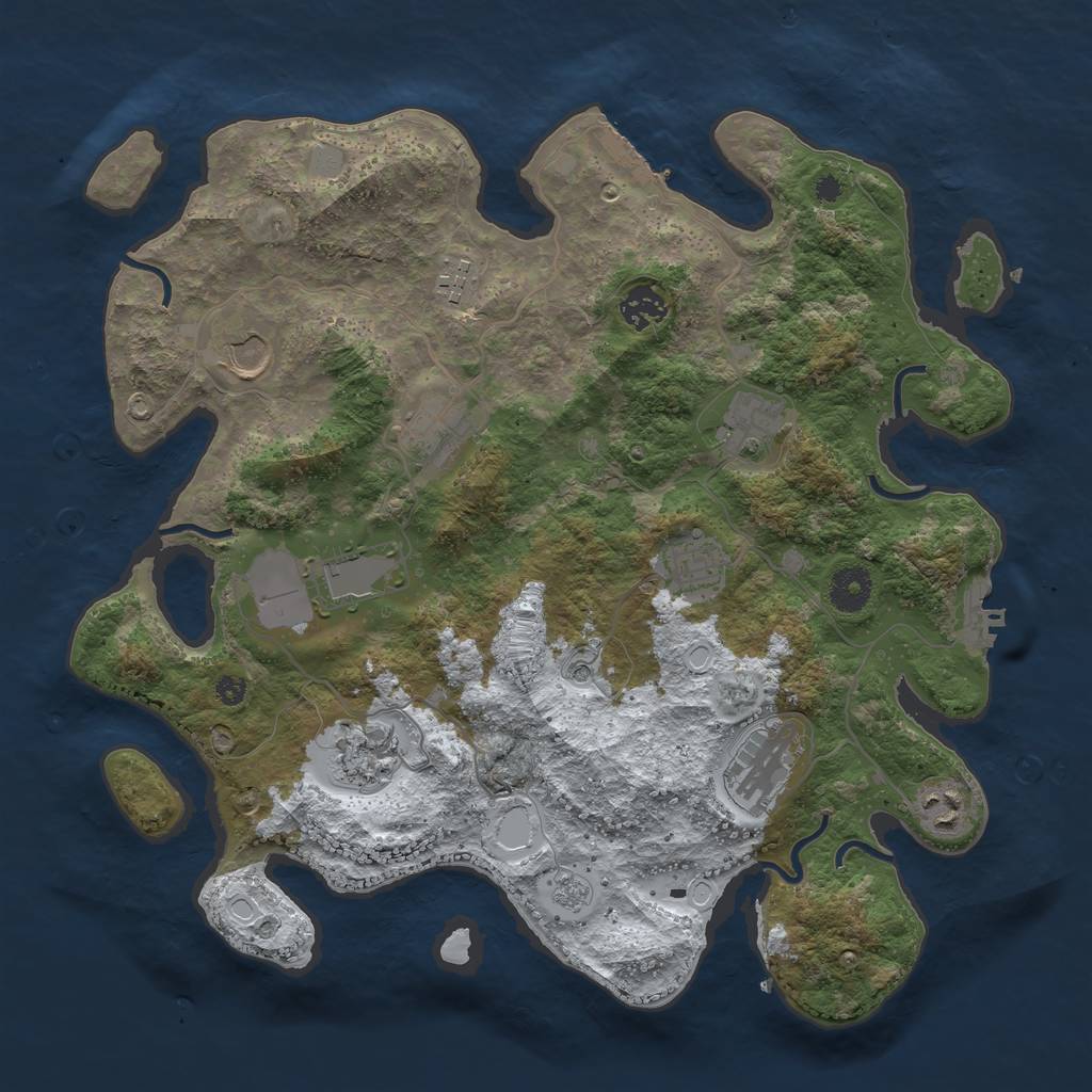 Rust Map: Procedural Map, Size: 3700, Seed: 27210623, 19 Monuments