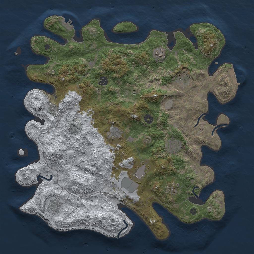 Rust Map: Procedural Map, Size: 4000, Seed: 533023, 18 Monuments