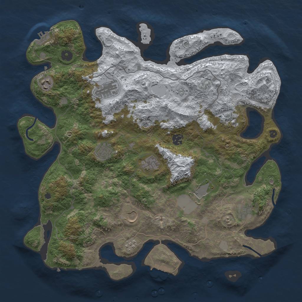 Rust Map: Procedural Map, Size: 4000, Seed: 465516, 19 Monuments