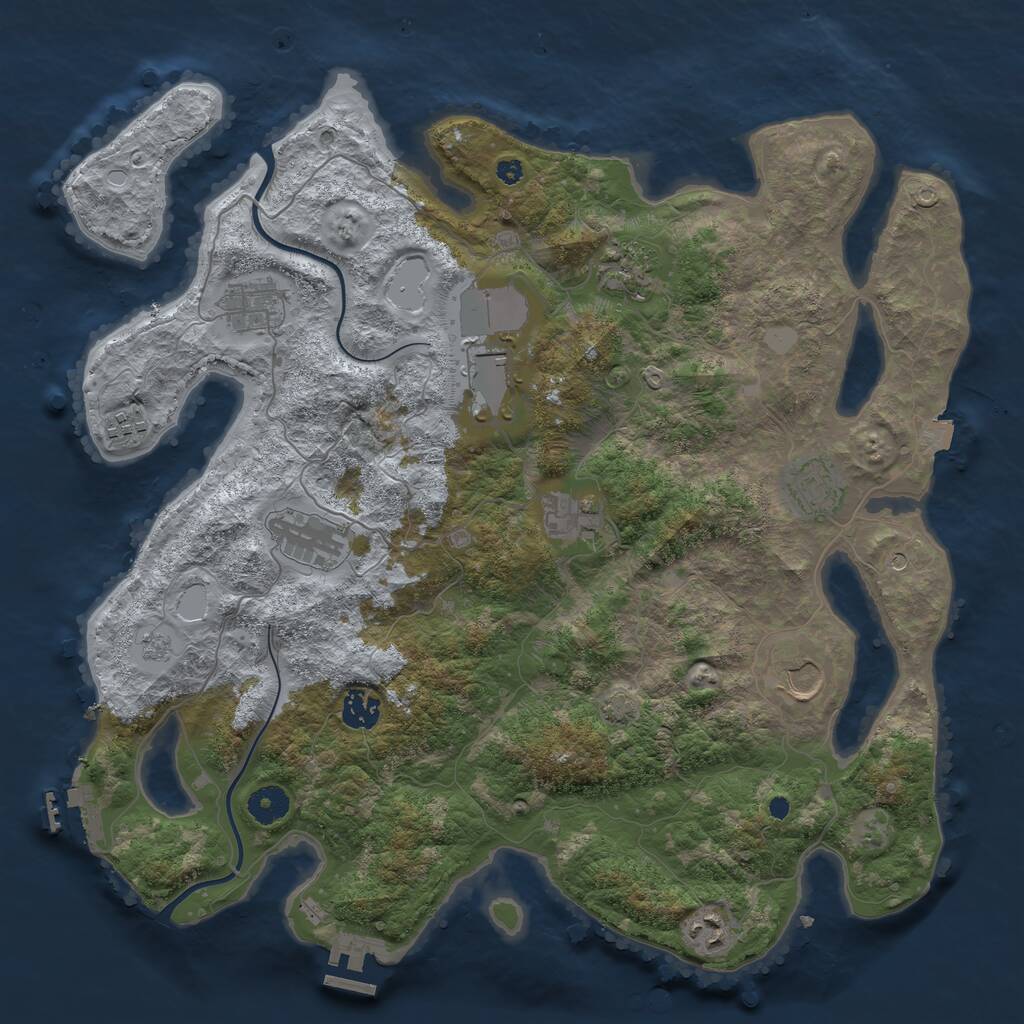 Rust Map: Procedural Map, Size: 3950, Seed: 1286314874, 16 Monuments