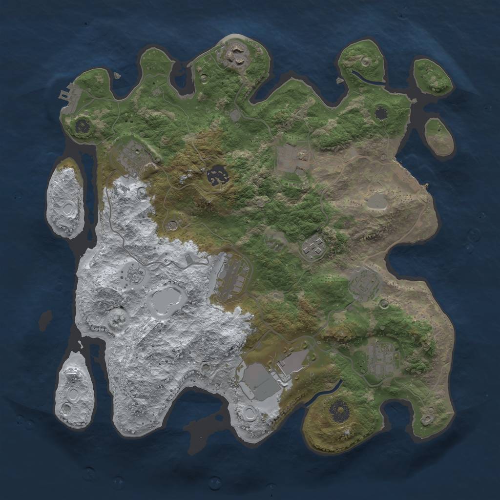 Rust Map: Procedural Map, Size: 3500, Seed: 854545541, 18 Monuments