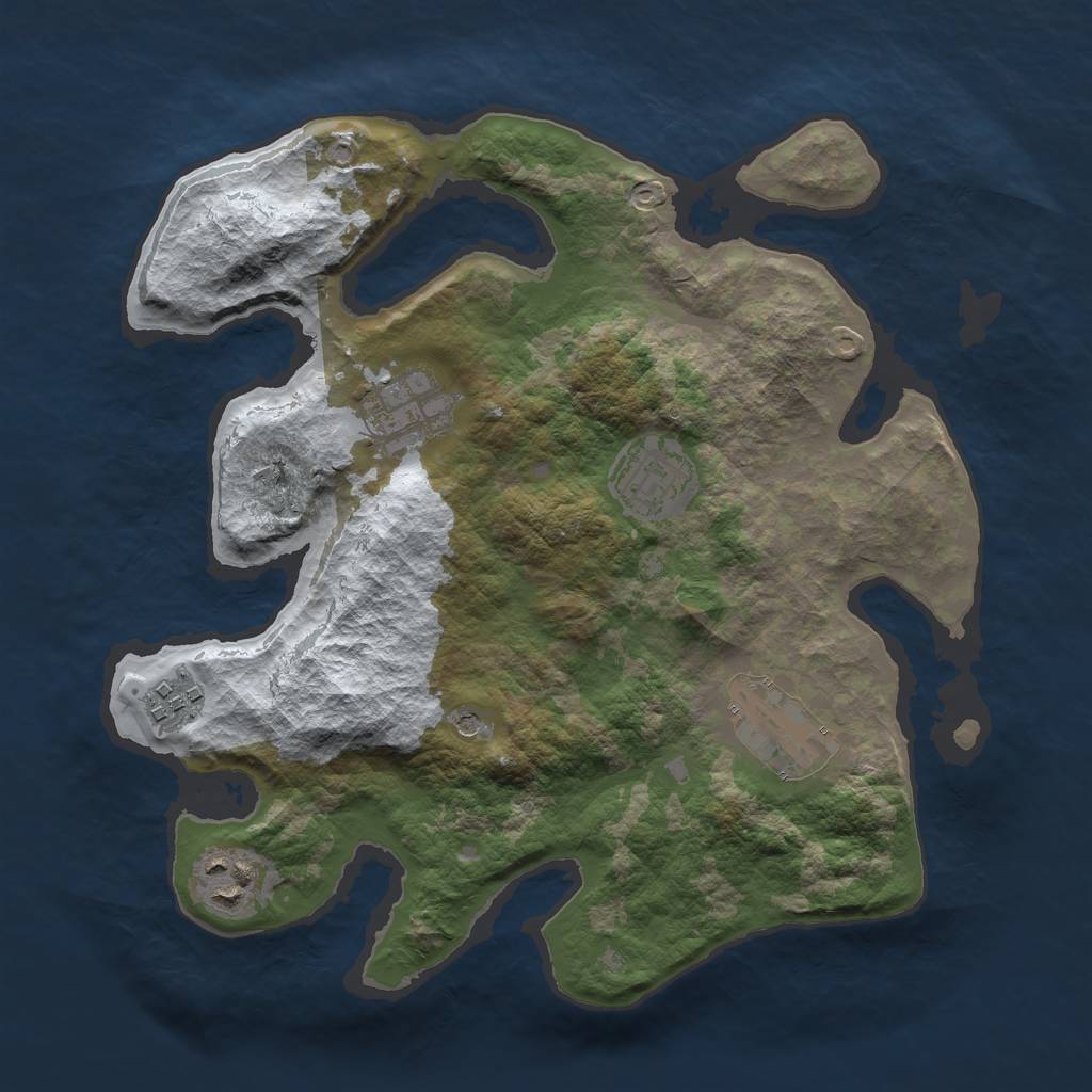 Rust Map: Barren, Size: 3000, Seed: 1235612, 8 Monuments