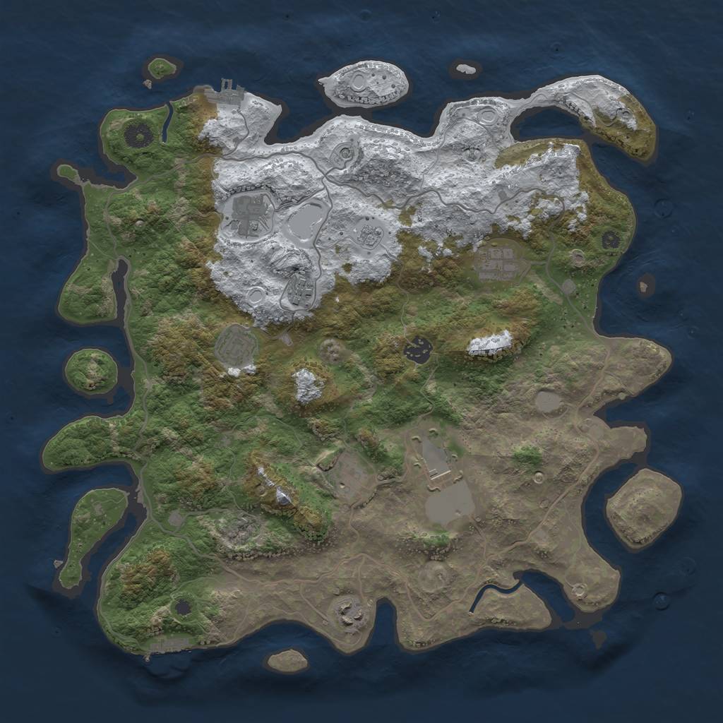 Rust Map: Procedural Map, Size: 4000, Seed: 77389, 17 Monuments
