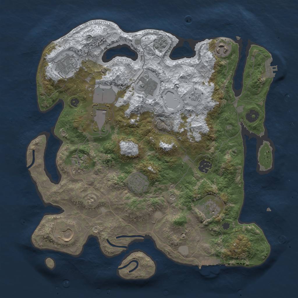 Rust Map: Procedural Map, Size: 3500, Seed: 209186261, 19 Monuments