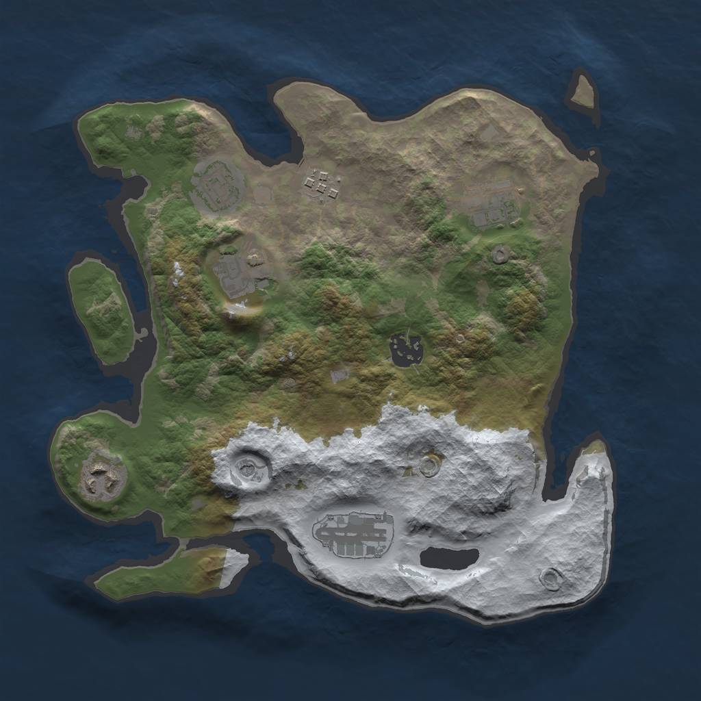 Rust Map: Barren, Size: 3000, Seed: 105169340, 10 Monuments