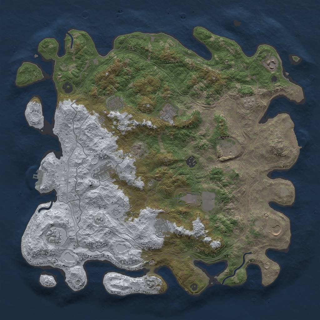 Rust Map: Procedural Map, Size: 4500, Seed: 1351423658, 20 Monuments