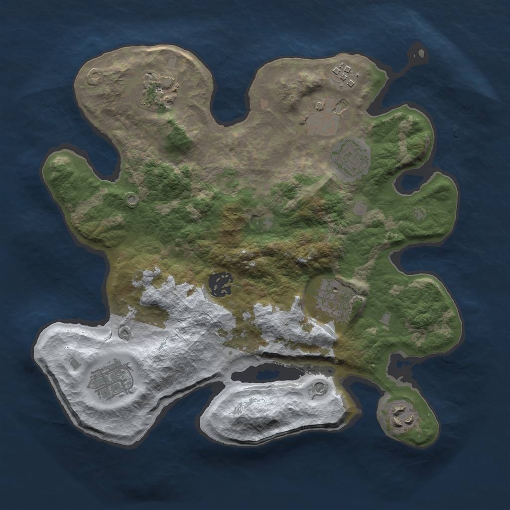 Rust Map: Barren, Size: 3000, Seed: 860392481, 11 Monuments