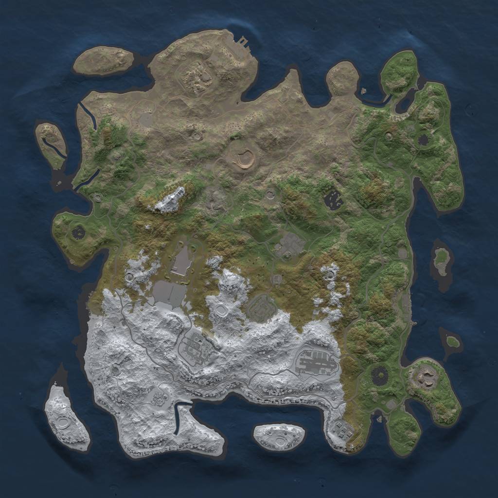 Rust Map: Procedural Map, Size: 4000, Seed: 321993, 19 Monuments