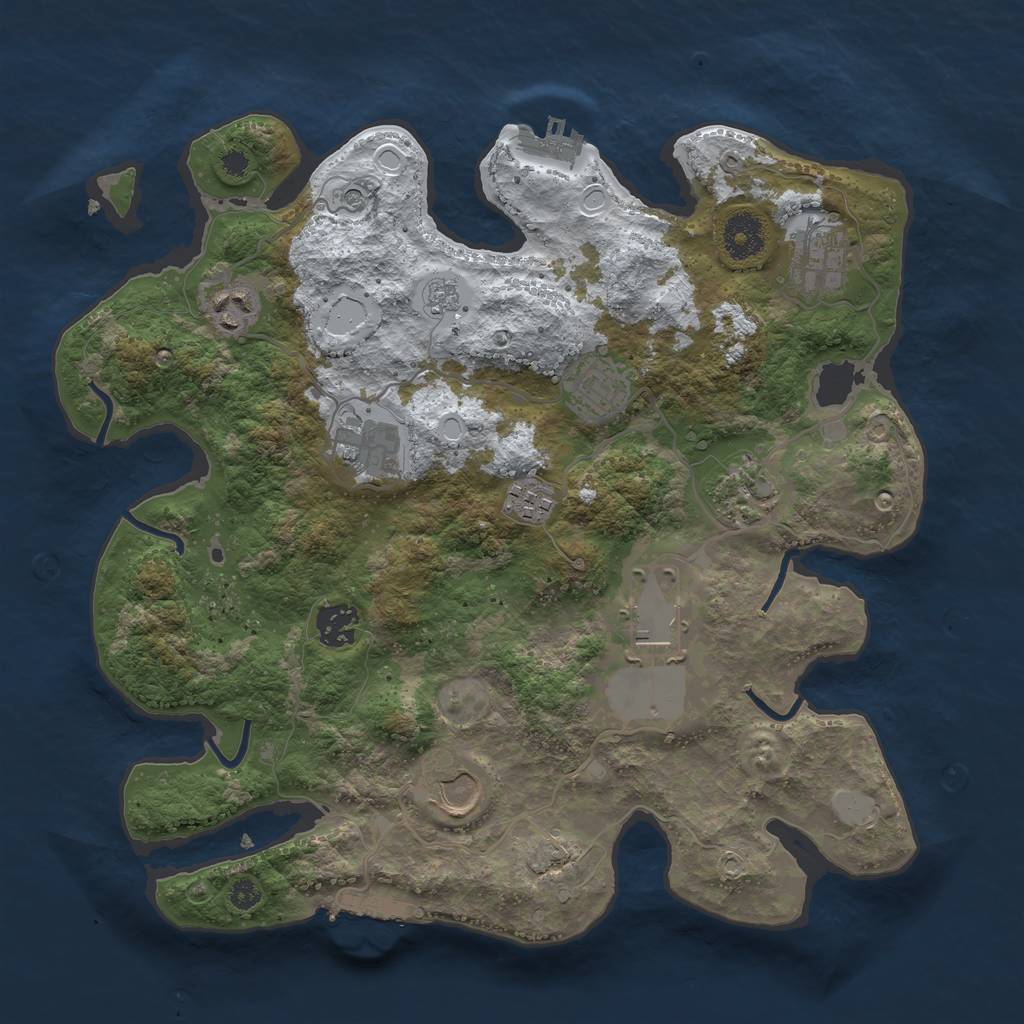 Rust Map: Procedural Map, Size: 3500, Seed: 259026791, 18 Monuments
