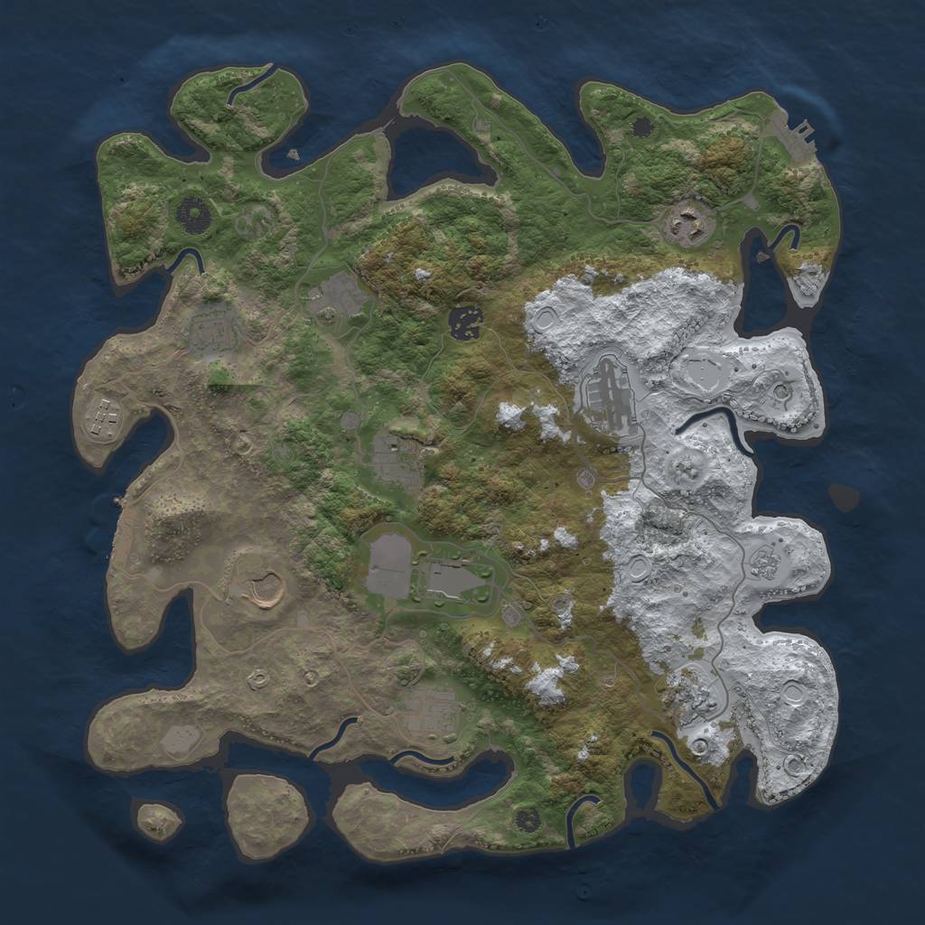 Rust Map: Procedural Map, Size: 3850, Seed: 750767324, 20 Monuments