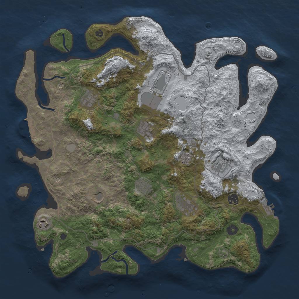 Rust Map: Procedural Map, Size: 4050, Seed: 5145, 19 Monuments