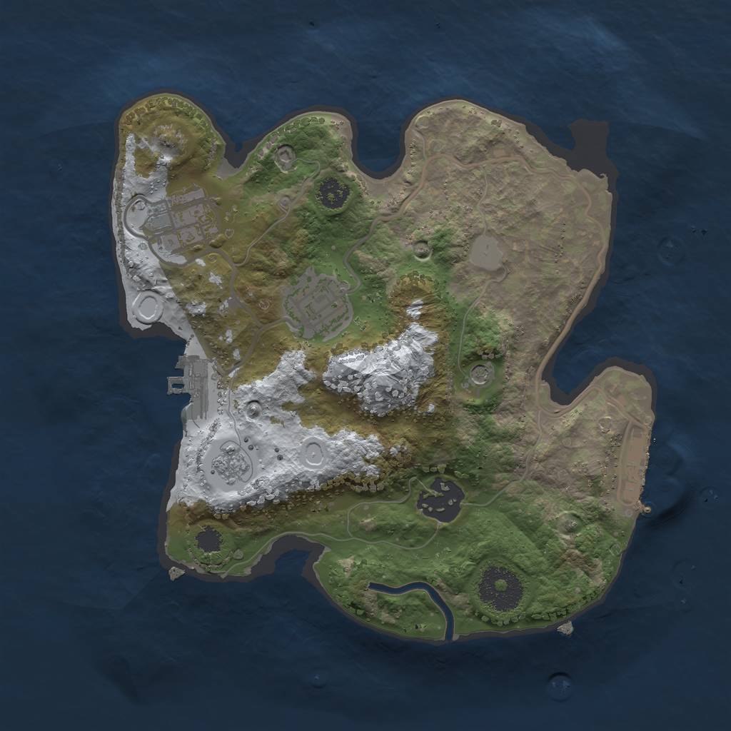 Rust Map: Procedural Map, Size: 2500, Seed: 1854393238, 12 Monuments