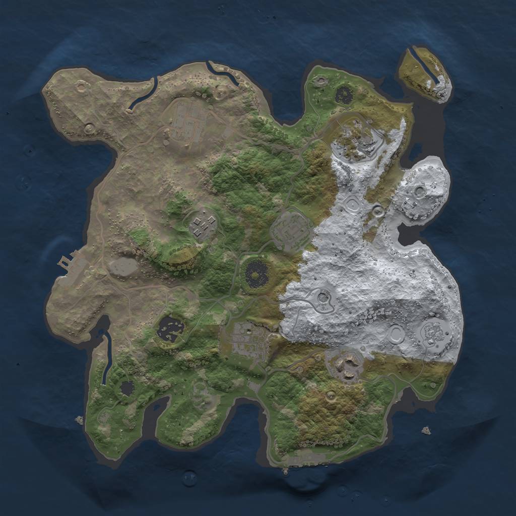 Rust Map: Procedural Map, Size: 3000, Seed: 696723930, 16 Monuments