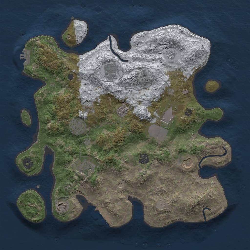 Rust Map: Procedural Map, Size: 3500, Seed: 972300984, 17 Monuments