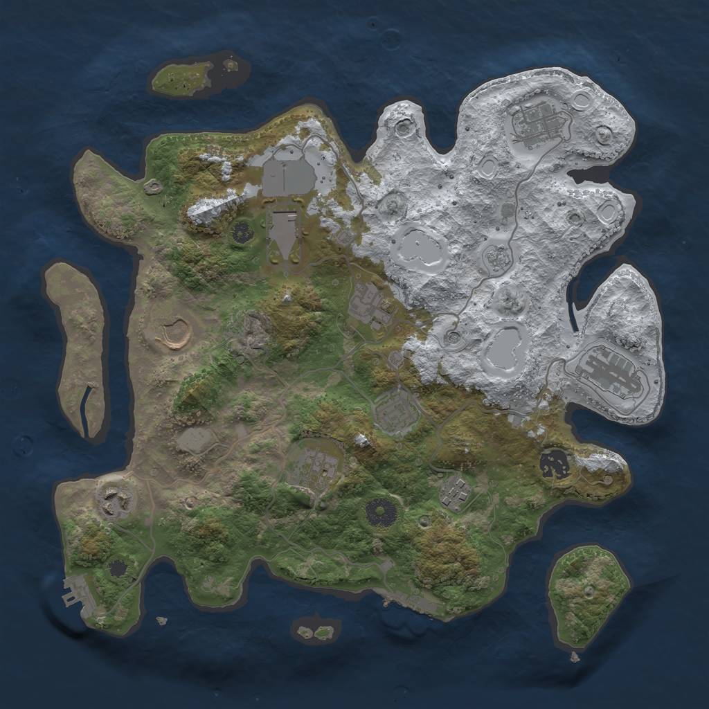Rust Map: Procedural Map, Size: 3500, Seed: 4709944, 19 Monuments