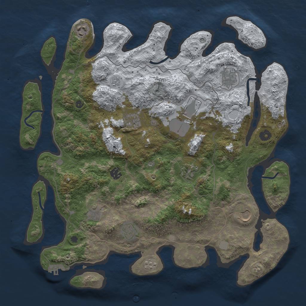 Rust Map: Procedural Map, Size: 4000, Seed: 40404, 18 Monuments
