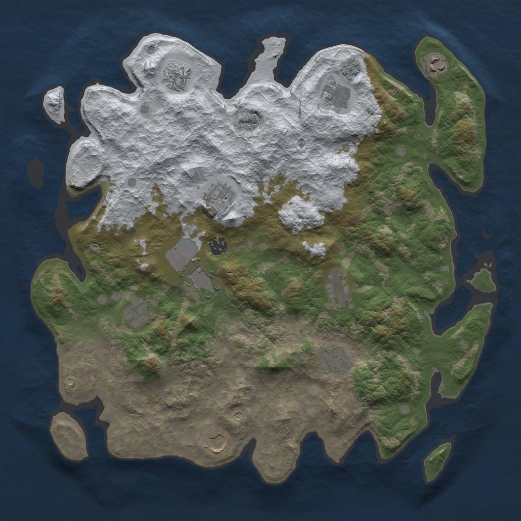 Rust Map: Barren, Size: 4250, Seed: 5342595, 14 Monuments