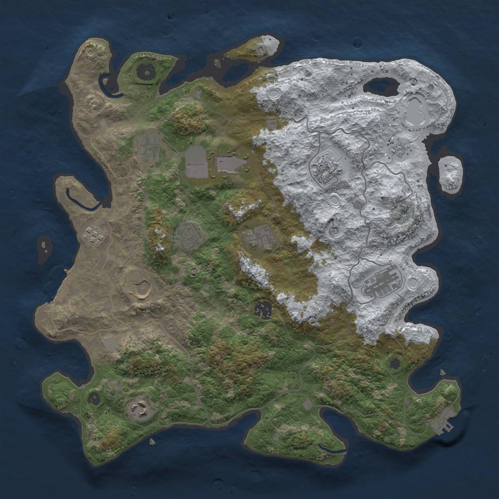 Rust Map: Procedural Map, Size: 4000, Seed: 619041009, 19 Monuments