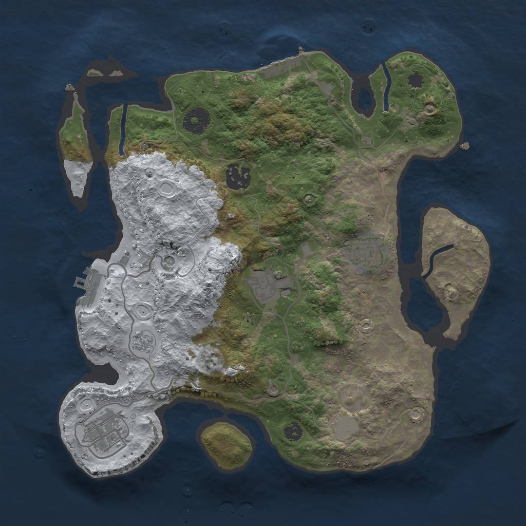 Rust Map: Procedural Map, Size: 3000, Seed: 79144, 13 Monuments