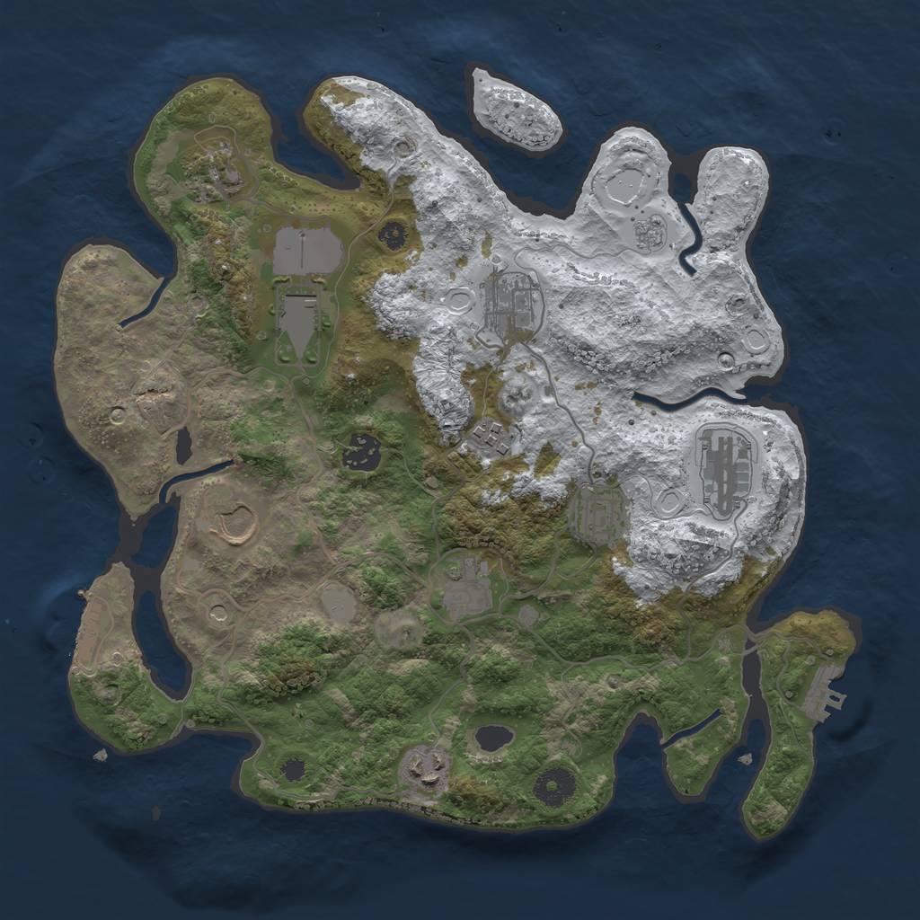 Rust Map: Procedural Map, Size: 3500, Seed: 1884839385, 19 Monuments