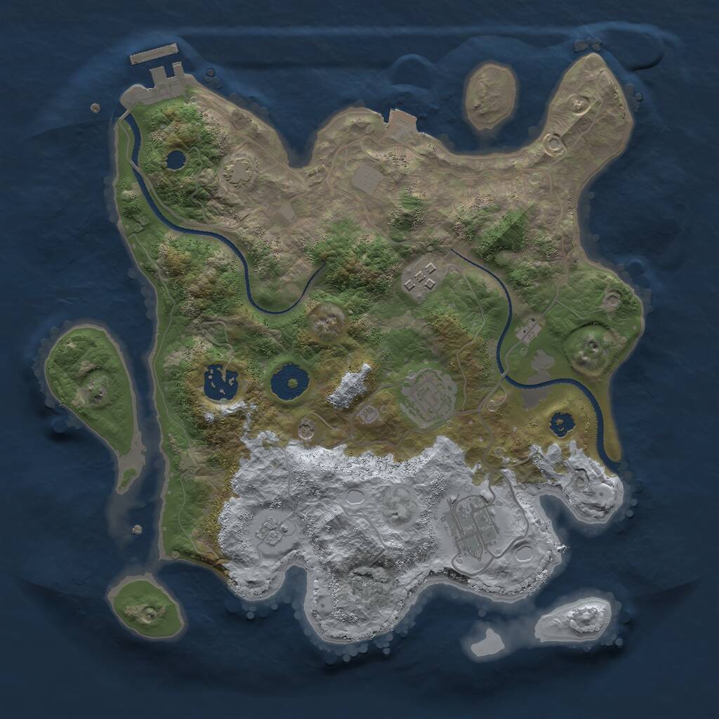 Rust Map: Procedural Map, Size: 3000, Seed: 1066248749, 9 Monuments