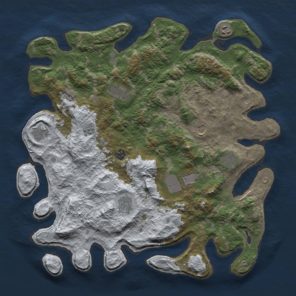 Rust Map: Barren, Size: 4250, Seed: 2201405, 12 Monuments