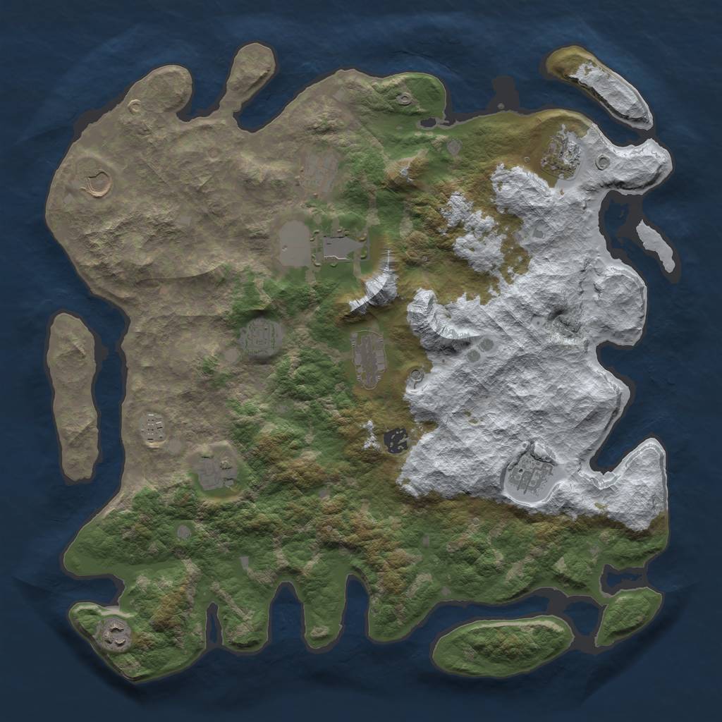 Rust Map: Barren, Size: 4250, Seed: 5031025, 14 Monuments