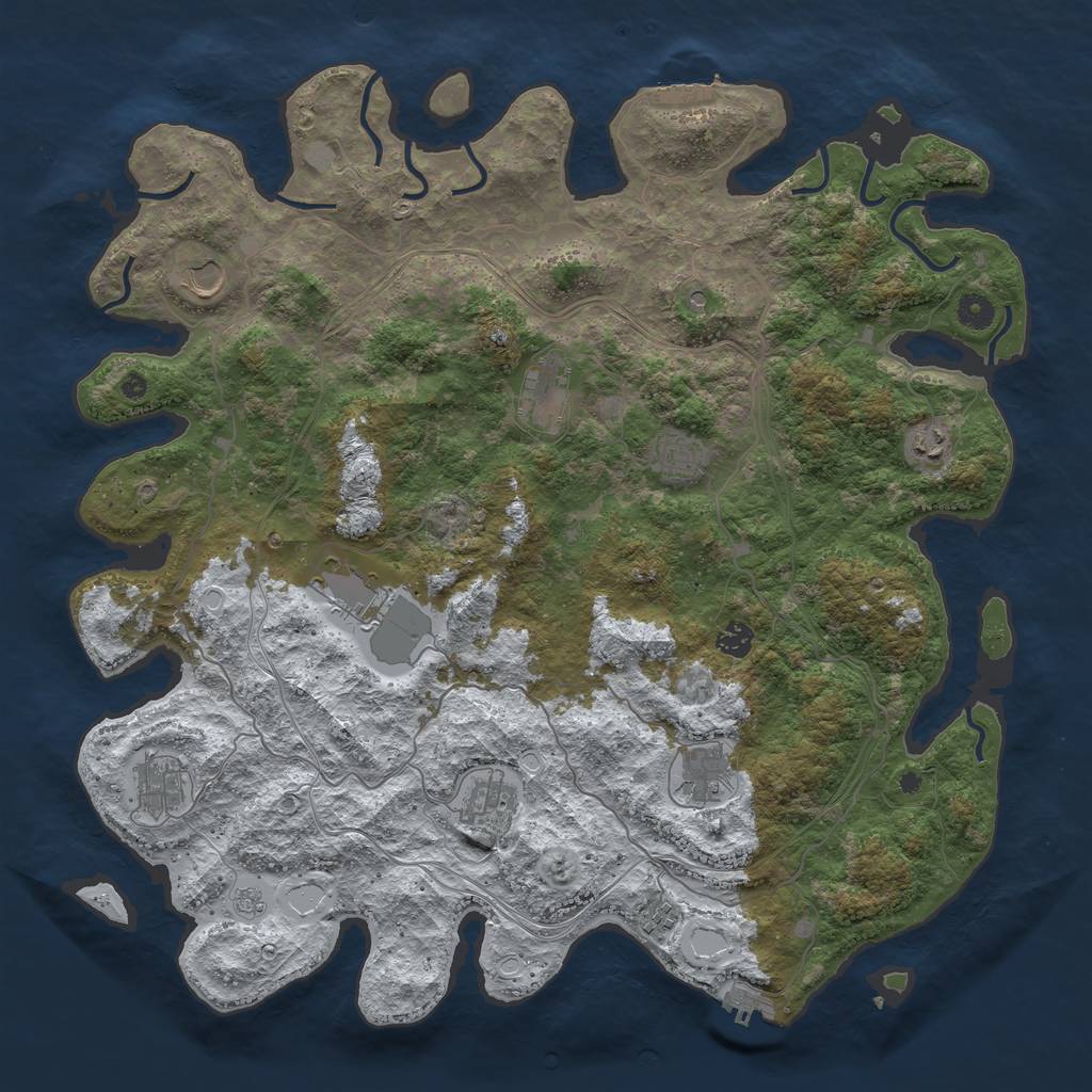 Rust Map: Procedural Map, Size: 4500, Seed: 727456709, 19 Monuments