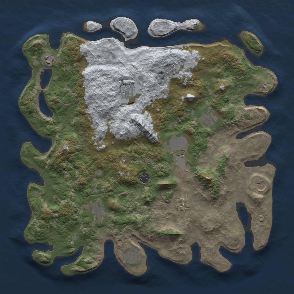 Rust Map: Barren, Size: 4250, Seed: 103625, 13 Monuments