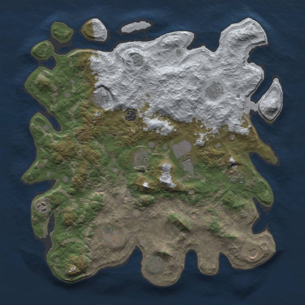 Rust Map: Barren, Size: 4250, Seed: 160072, 14 Monuments