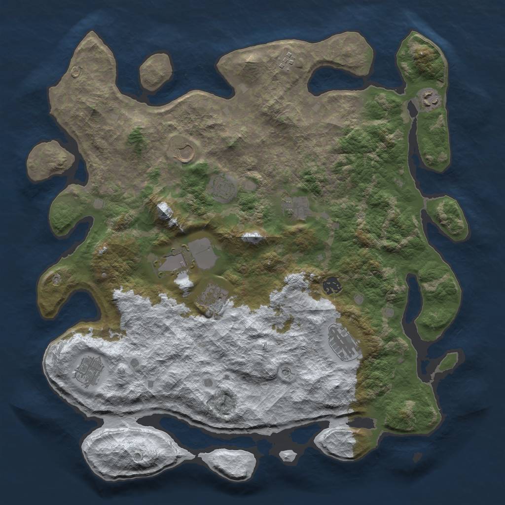 Rust Map: Barren, Size: 4250, Seed: 2605440, 13 Monuments