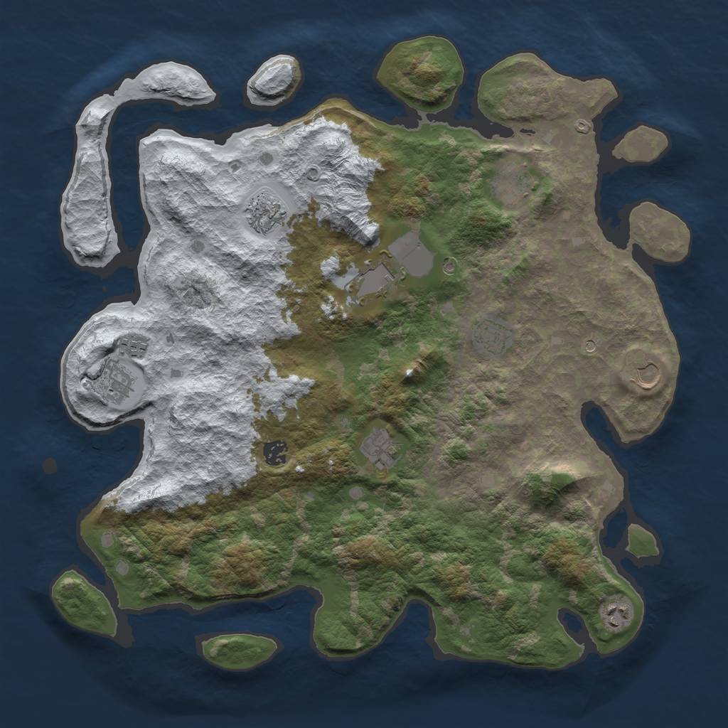 Rust Map: Barren, Size: 4250, Seed: 5734004, 13 Monuments