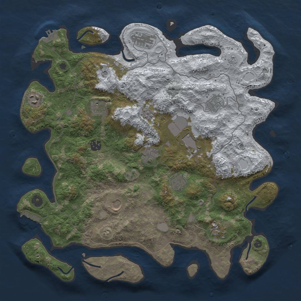 Rust Map: Procedural Map, Size: 4000, Seed: 245338711, 20 Monuments