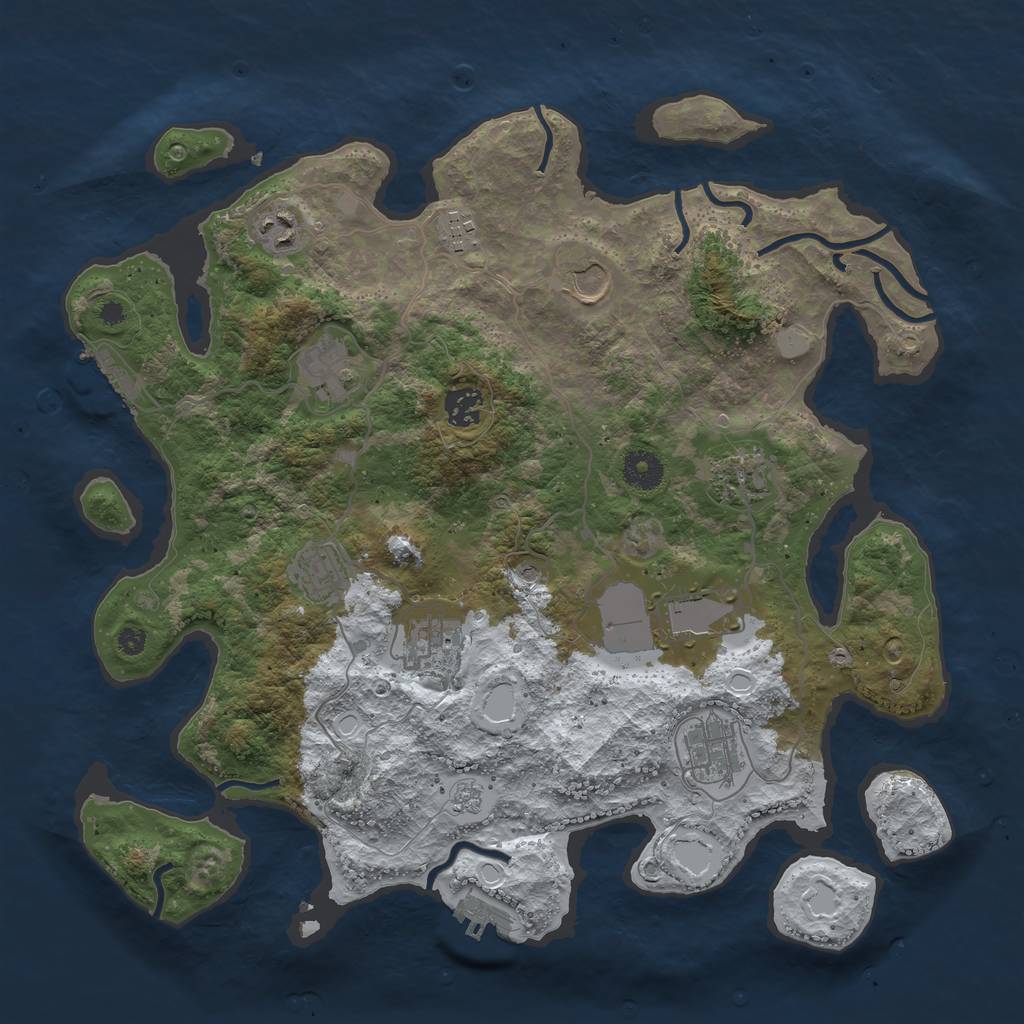 Rust Map: Procedural Map, Size: 3800, Seed: 1875654441, 19 Monuments