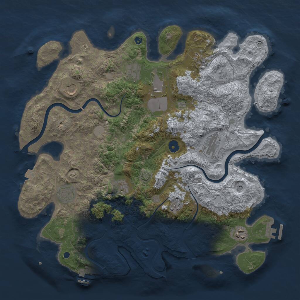 Rust Map: Procedural Map, Size: 3950, Seed: 2121155339, 15 Monuments