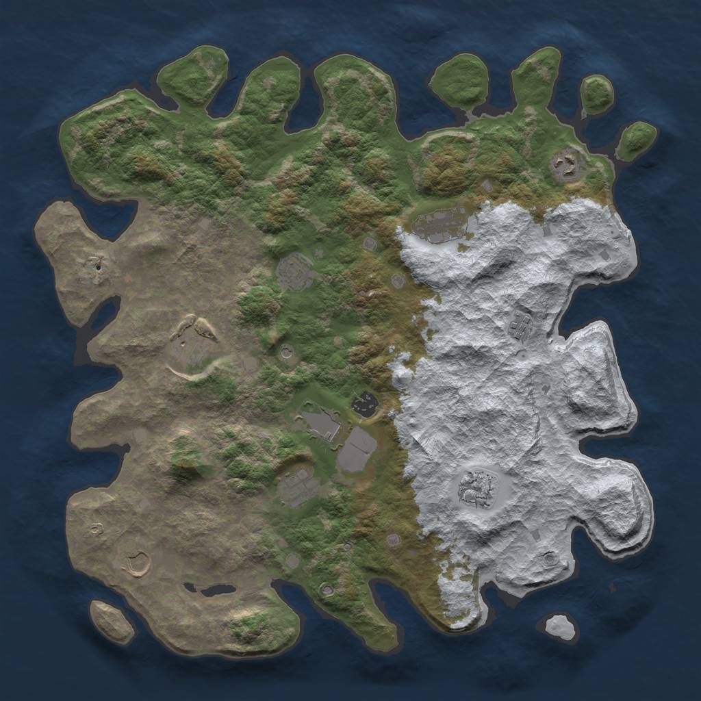 Rust Map: Barren, Size: 4250, Seed: 4285109, 13 Monuments
