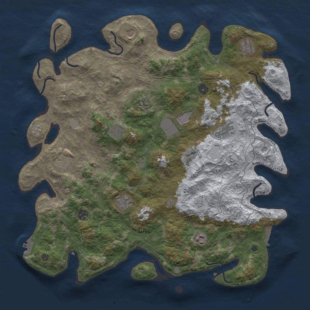 Rust Map: Procedural Map, Size: 4500, Seed: 1520761166, 20 Monuments