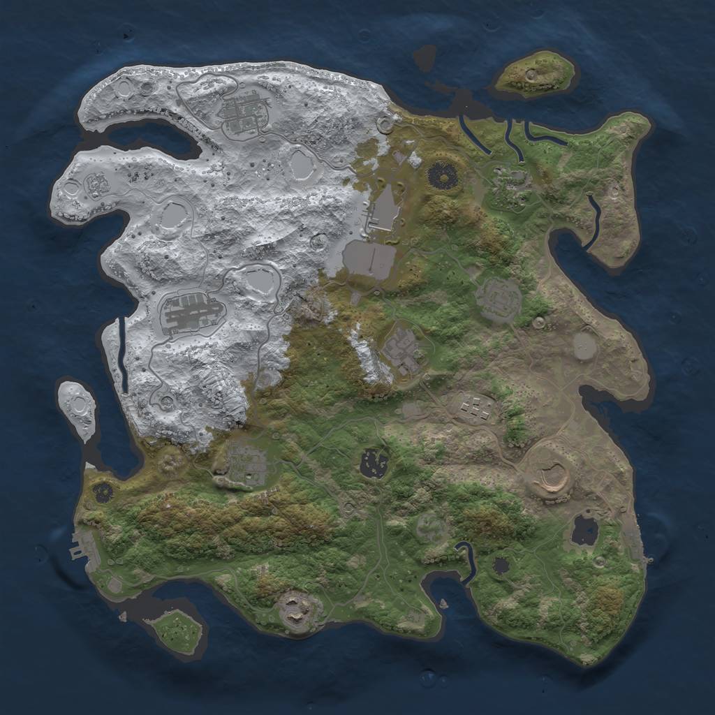 Rust Map: Procedural Map, Size: 3700, Seed: 1113944770, 20 Monuments